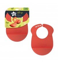 Baveta Tommee Tippee Roll & Go, 6 luni +, Rosu, 1 buc